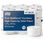 Tork OptiServe Coreless Toilet Paper White T5 2‑Ply 18‑Roll 1500‑Sheet-0