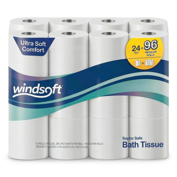 Windsoft Premium Toilet Paper 24-Pack Rolls, 284 Sheets, Septic Safe-0